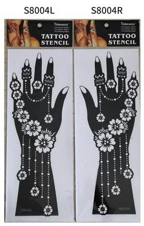 1pair 2pcs hand sleeve temporary tattoo stencil henna lace mandala tattoo template spray paint templates sheets lotus flowers