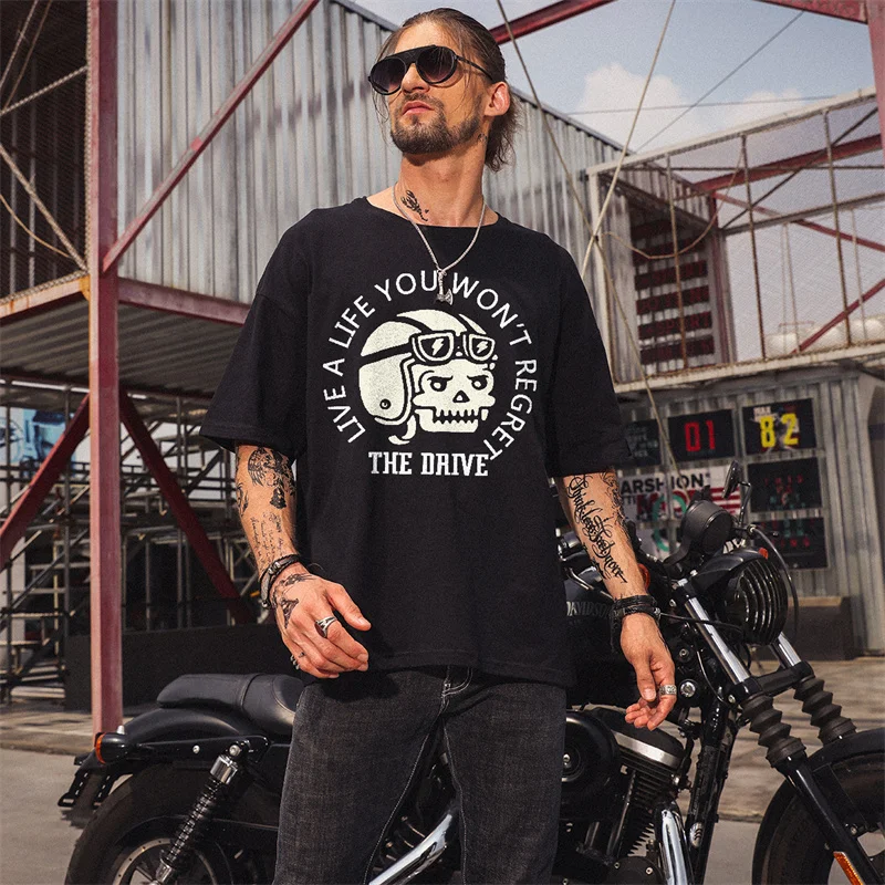 UPRANDY Live A Life You Won't Regret Skull Printed Men's T-shirt -  UPRANDY