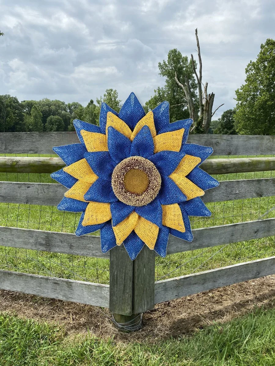 💙💛🌻Prayer for Peace Sunflower Front Door Wreath💛-🌻Donation Wreath🌻
