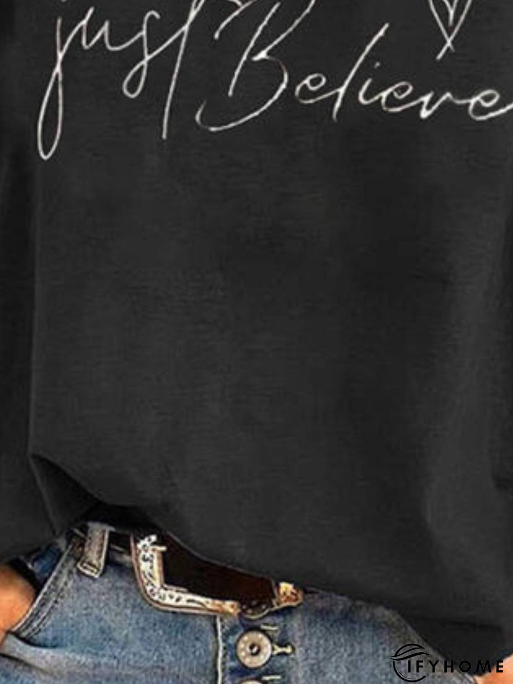 Short Sleeve Simple Printed Cotton T-shirt | IFYHOME