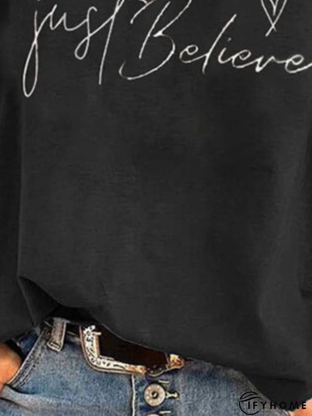 Short Sleeve Simple Printed Cotton T-shirt | IFYHOME