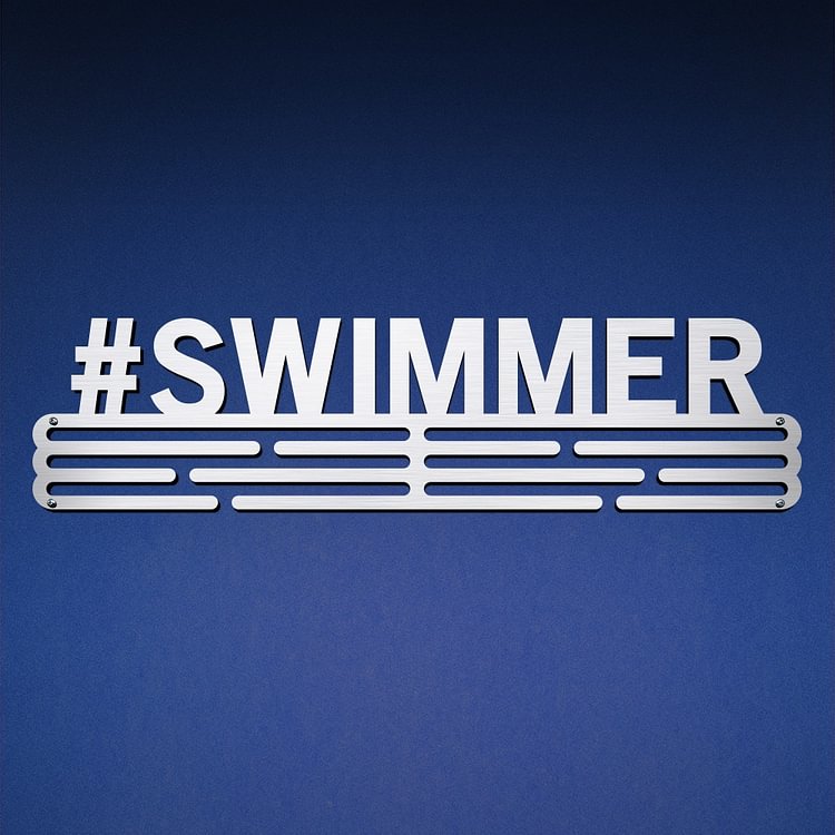 SWIMMER Medal Hanger Display – Brushed Stainless Steel – Large / 430mm / 48 Medals