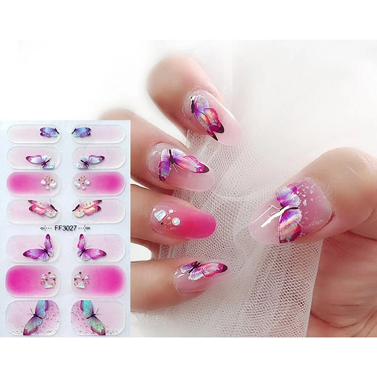 Nail Wraps DIY Self Adhesive Nail Sticker Manicure Nailart Sticker Designer Nail Decals Nail Tips Watercolor Style Shiny