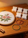 Cross Stitch Floss Bobbin Organizer Kit - 100 Bobbins, Jump Rings, Mini Bobbin Winder & Blank Labels tapestrymarket