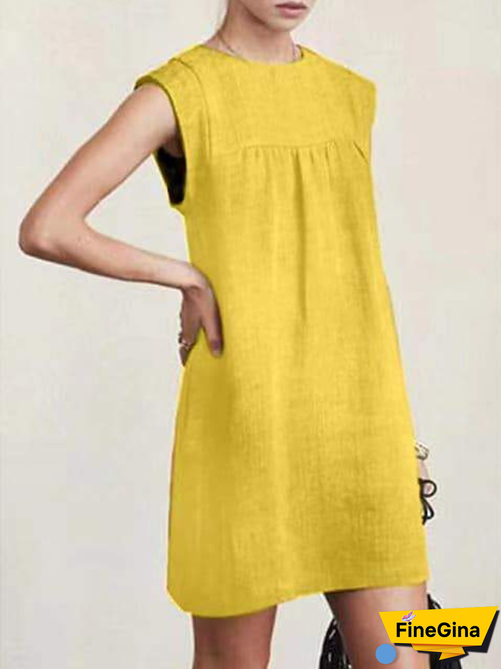 Women's Cotton Linen Sleeveless DressSolid Color Dress Knee Length Summer Daily Wear Linen