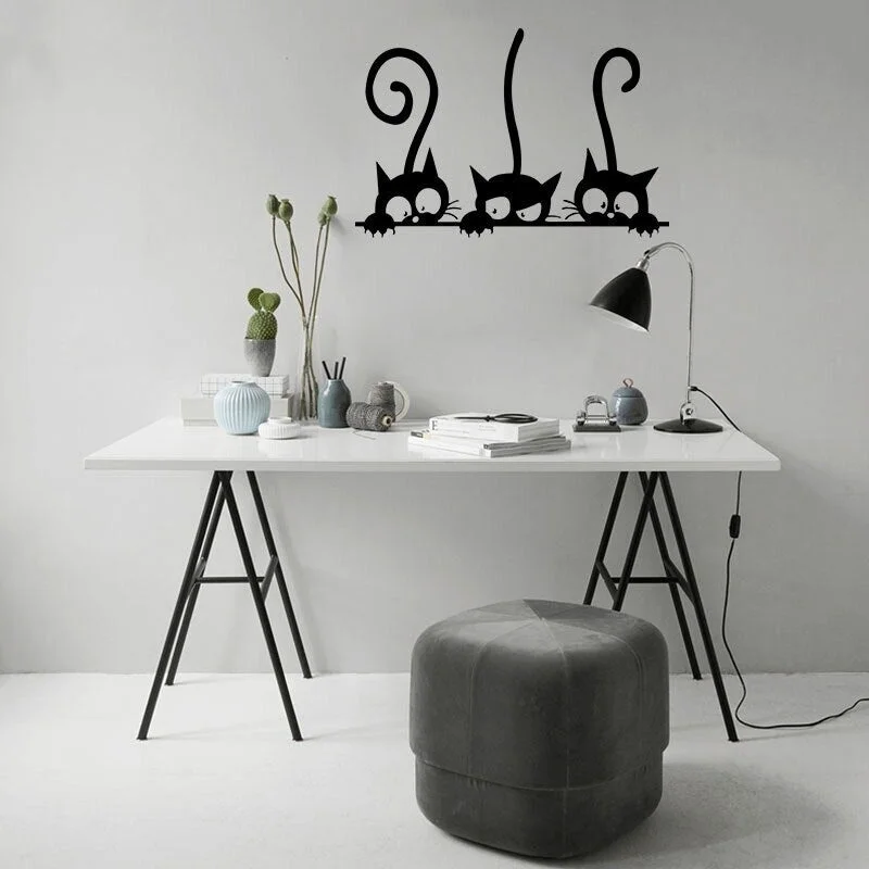 Lovely Three Black Cat DIY Wall Stickers Animal Room Decoration personality Vinyl Wall Decals 30*20CM