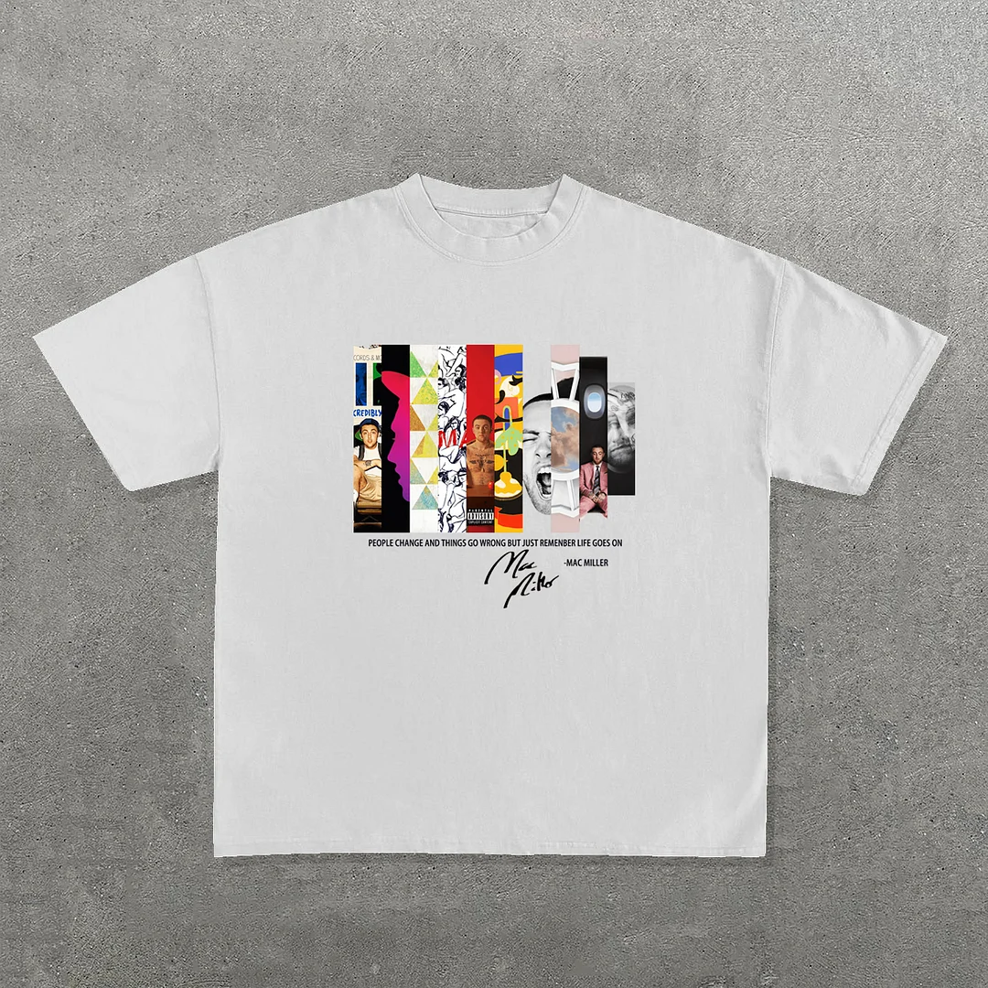 Album Letters Print Short Sleeve T-Shirt