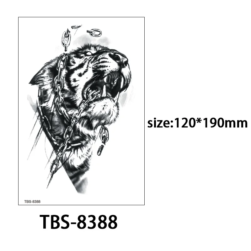 Sdrawing Forest King Animal Tattoo Sticker for Men Tiger Skull Skeleton Fake Tattoo for Women Wolf Tattoo Temporary Waterproof