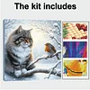 (Framed)Diamond Painting -DIY Round Drill Snow Cat with Frame(25x25cm)