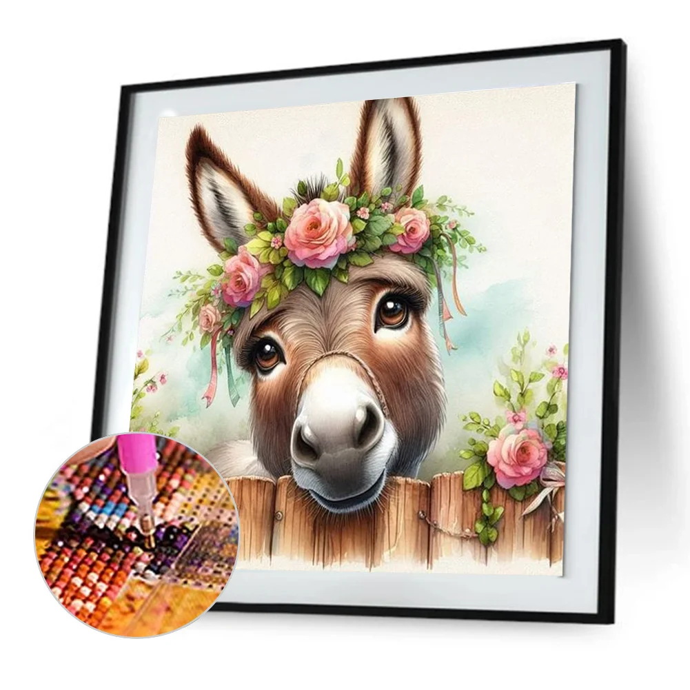 Diamond Painting - Full Round Drill - Flower Donkey(Canvas|30*30cm)