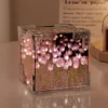 Tulip Night Light Handmade DIY Magic Cube Tulips Flower Table Lamp and Mirror Home decor Gift