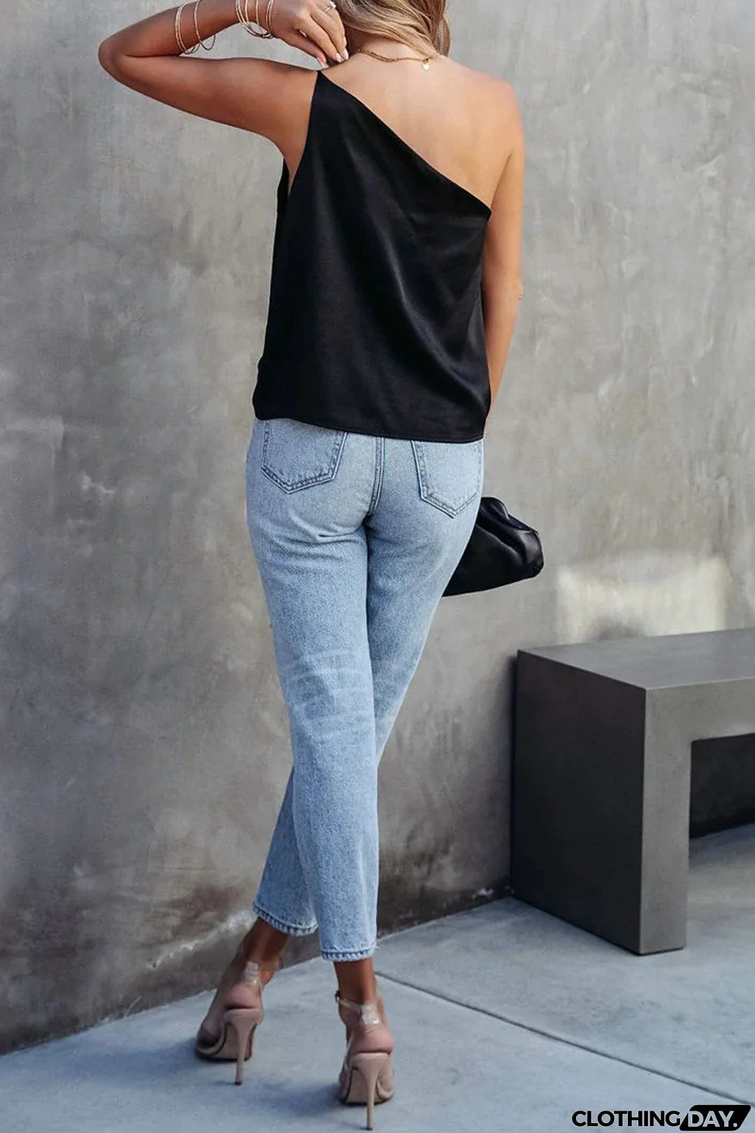 Satin One Shoulder Cami Tops