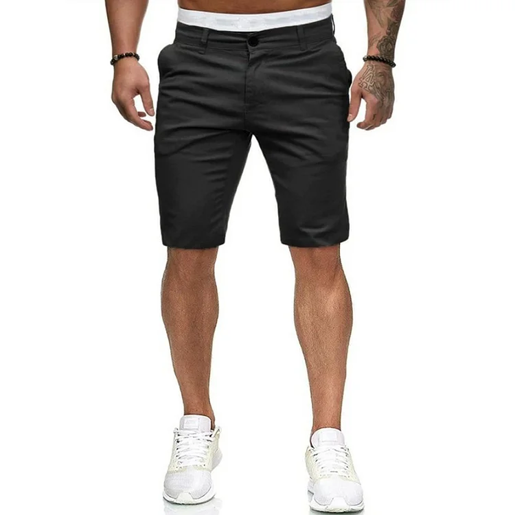 BrosWear Men'S Solid Color Slim Shorts