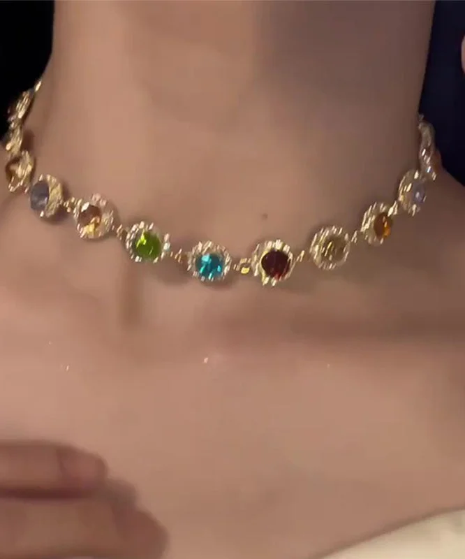 Beautiful Gold Copper Overgirl Zircon Collar Necklace