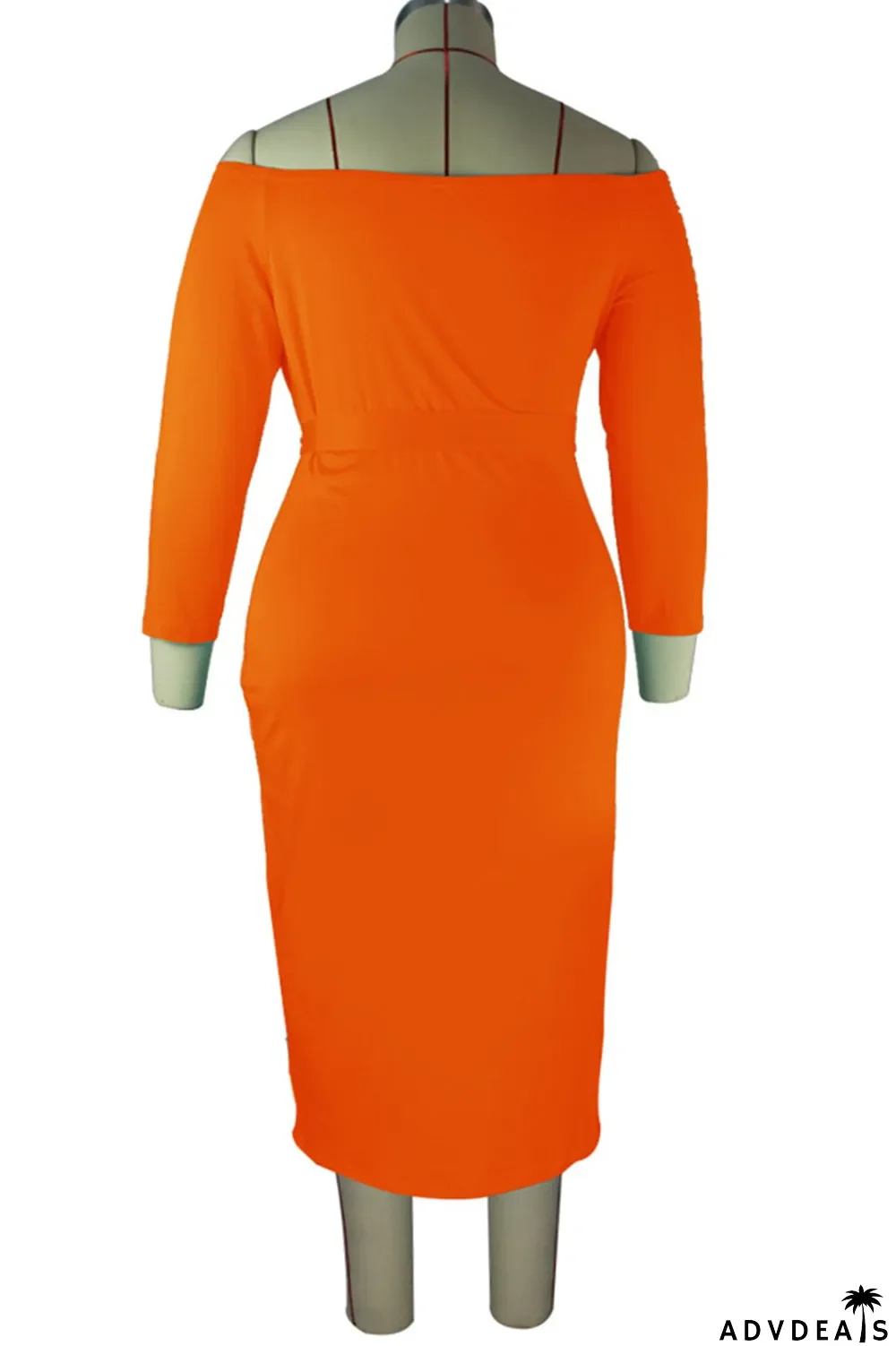 Black Casual Solid Bandage Split Joint Off the Shoulder One Step Skirt Plus Size Dresses