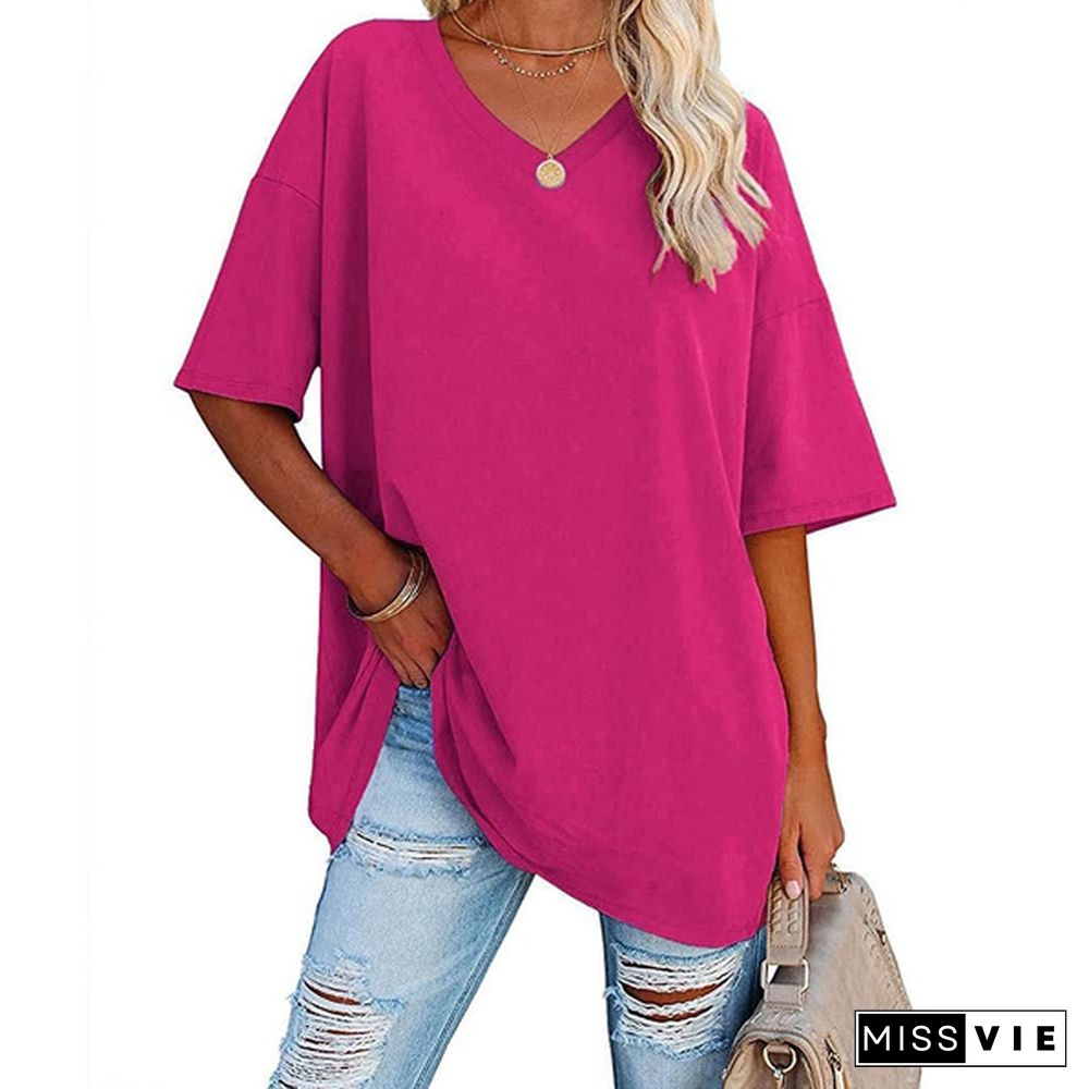 XS-8XL Spring Summer Tops Plus Size Fashion Clothes Womens Casual Short Sleeve Tee Shirts