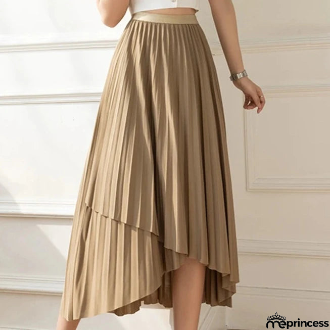 Women's Polyester High Waist Pleated Pattern Casual Wear Skirts