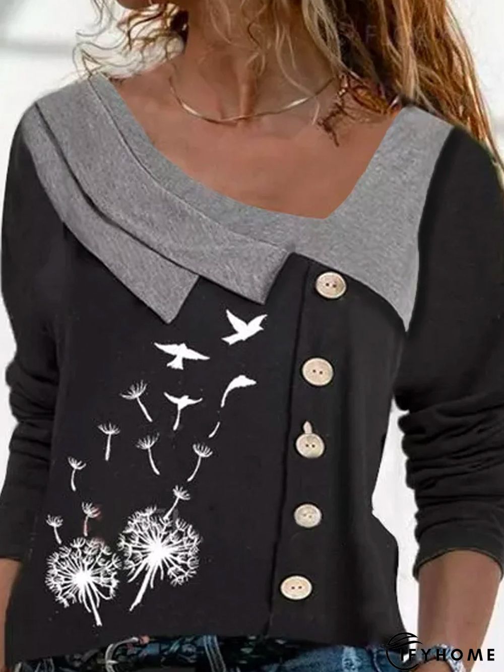 Asymmetrical Casual Long Sleeve Tunic T-Shirt | IFYHOME