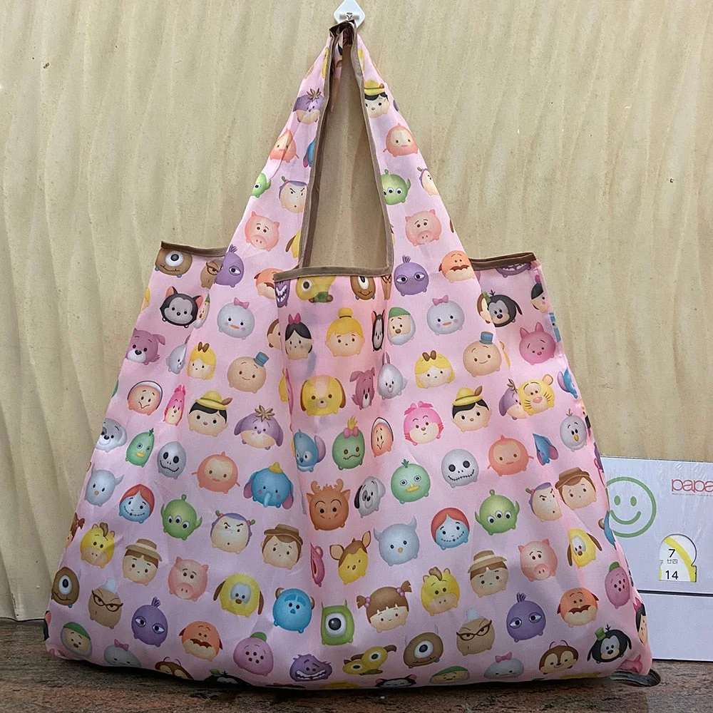 Large Size Heavy Duty Grocery Bag Reusable Supermarket Shopping Bag Handbag Foldable Lady Shoulder Bag Machine Washable Oxford