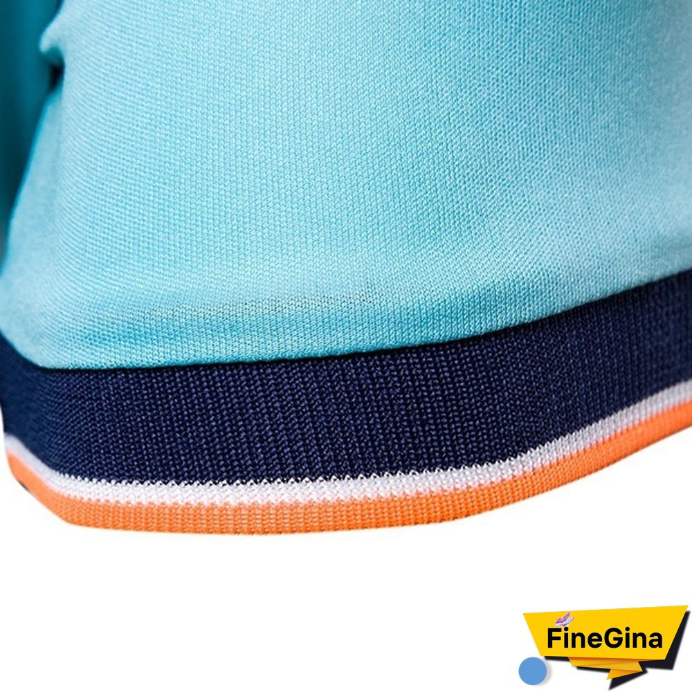 New Men's Short Sleeve Polo Color Blocking Lapel Polos