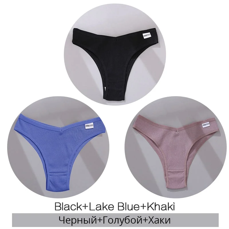 FINETOO Women's Brazilian Panties 3Pcs/set Women Cotton Underpants M-XL Comfortable Underwear Ladies Soft Panty Fast Shipping