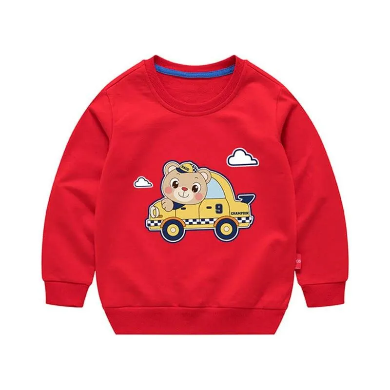 Girls Cute Bear Pattern Active Jacket Tops For Baby Boys Children Clothing Spring Autumn New Casual Sweaters Solid Pullovers