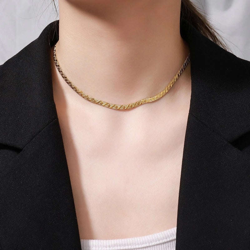 Minimalist Classic Style Irregular Titanium Steel 18K Gold Plated Necklace