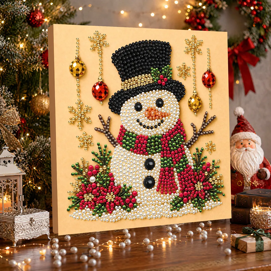 DIY Pearl Painting Art Kits with Frame 7.87x7.87in Home (Christmas for SNOWMAN)