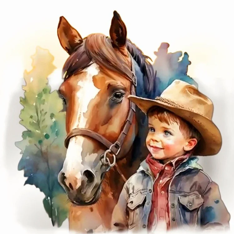 Western Cowboy Doll - Full Round - Diamond Painting(30*30cm)