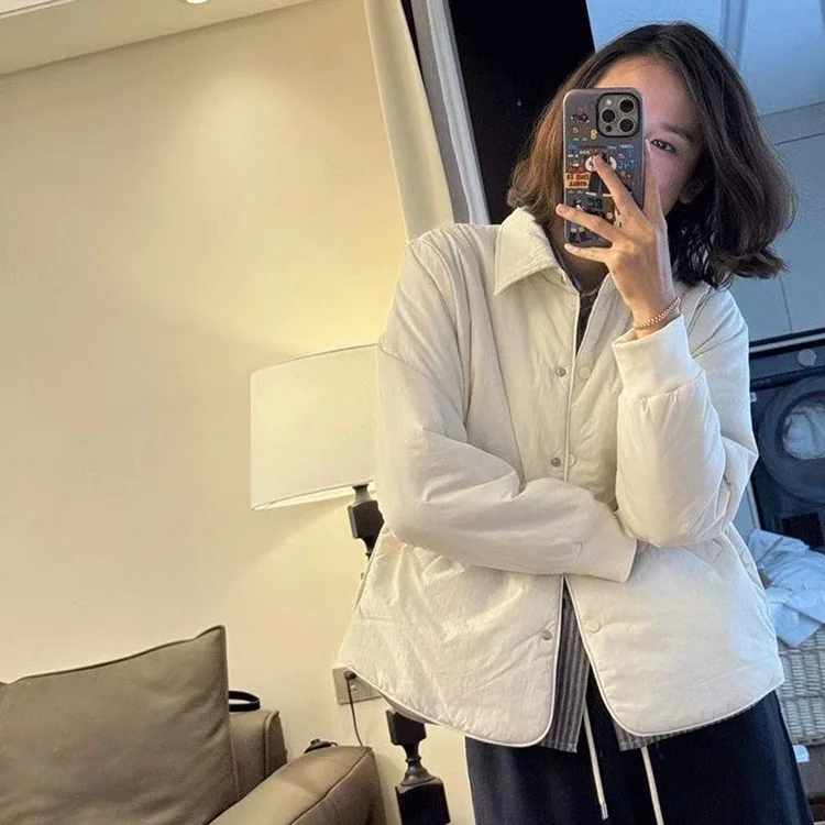 Athvotar Athvotar Collar Dark Buckle Cotton Coat Short Coat Women's Autumn And Winter New Loose Thin Cotton Coat Tide