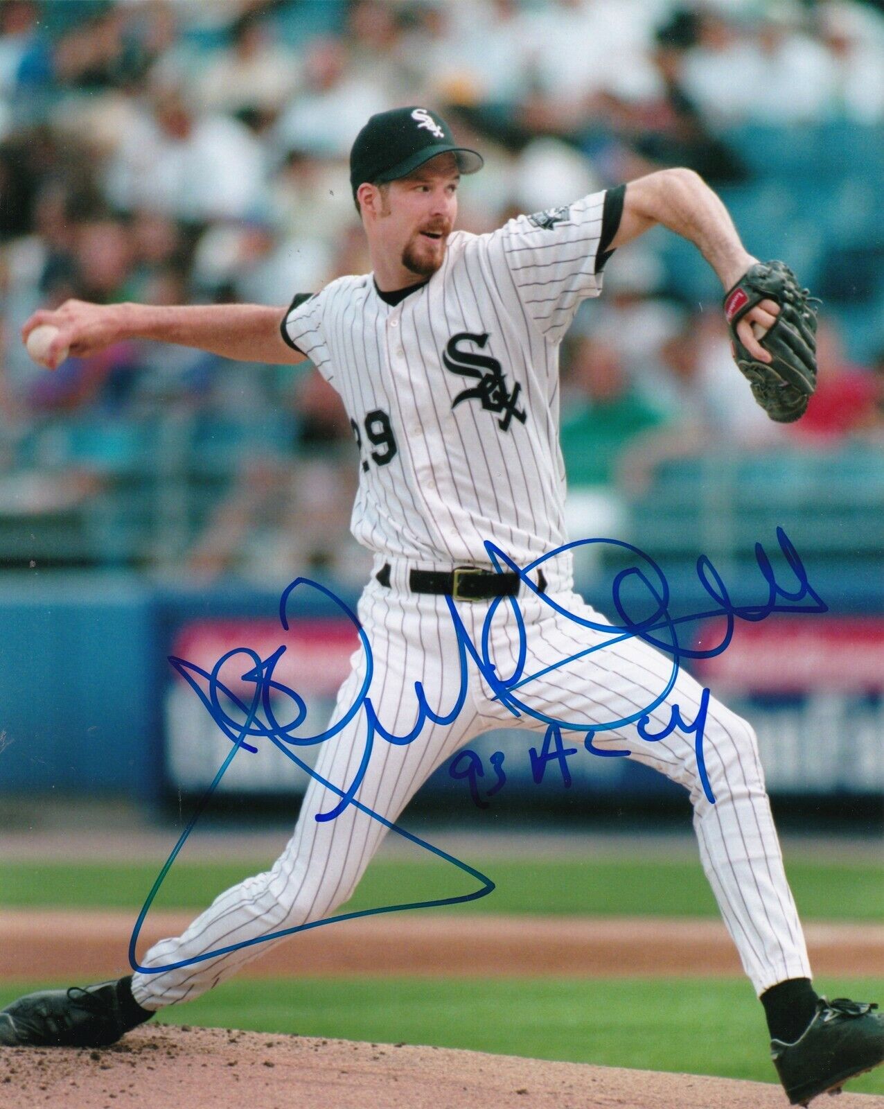 JACK MCDOWELL CHICAGO WHITE SOX 93 AL CY ACTION SIGNED 8x10