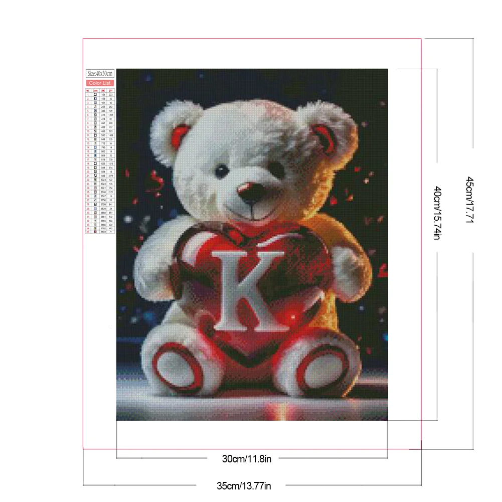 Diamond Painting - Full Square Drill - Bear Love K(Canvas|35*45cm)