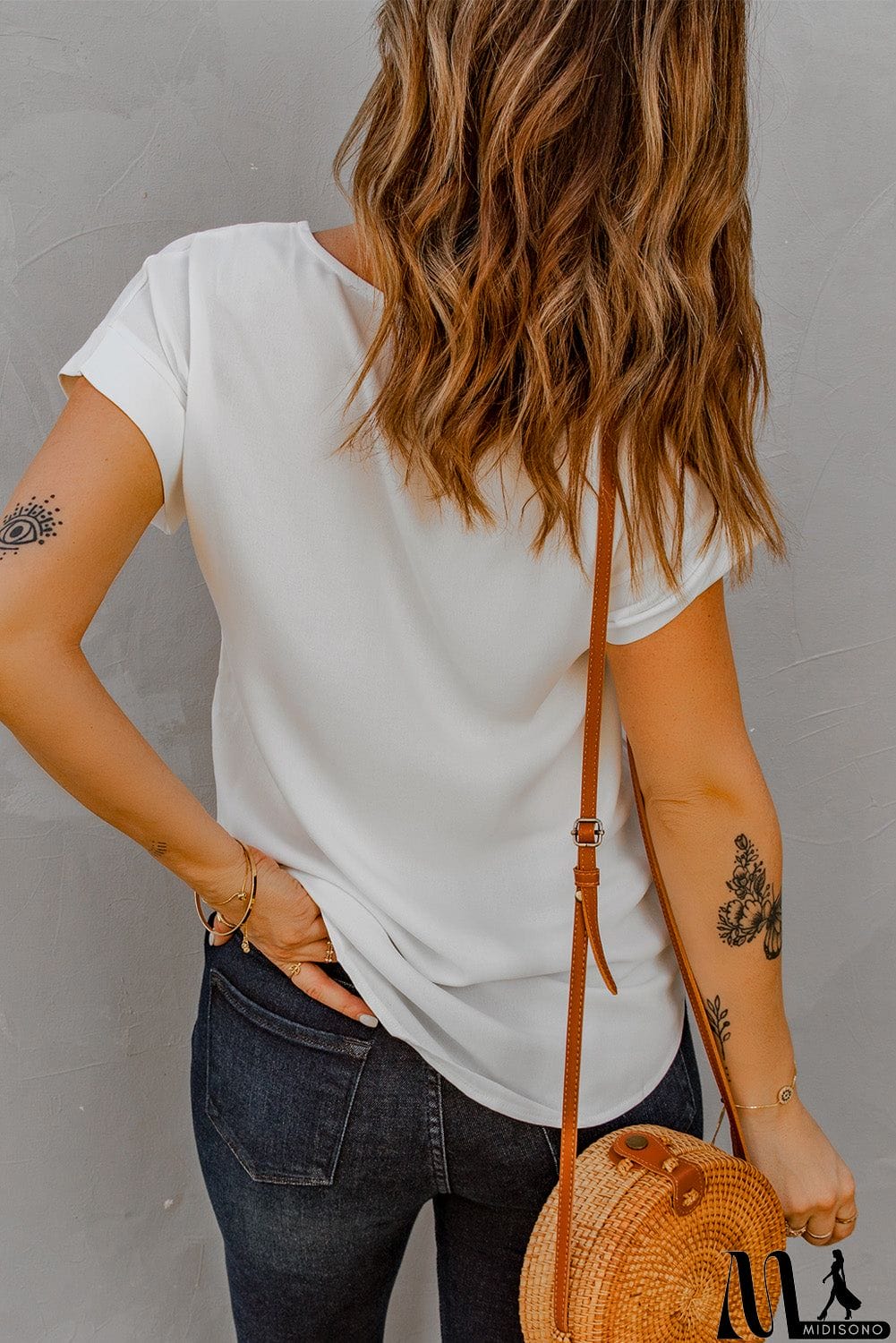 MidiSono - Women White Short Sleeve Zip To It Blouse