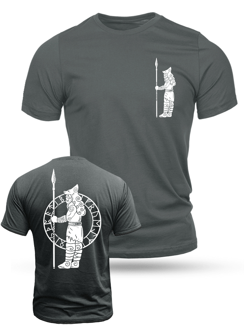Men's Viking Soldier Print Casual Short Sleeve T-shirt