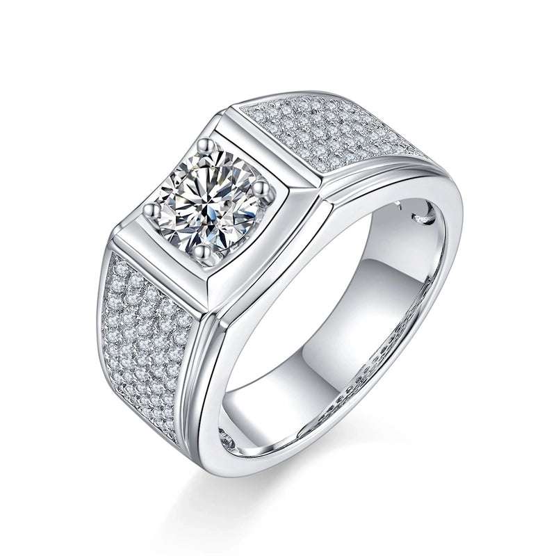 925 Sterling Silver Moissanite Geometric Rings GRA Certificate