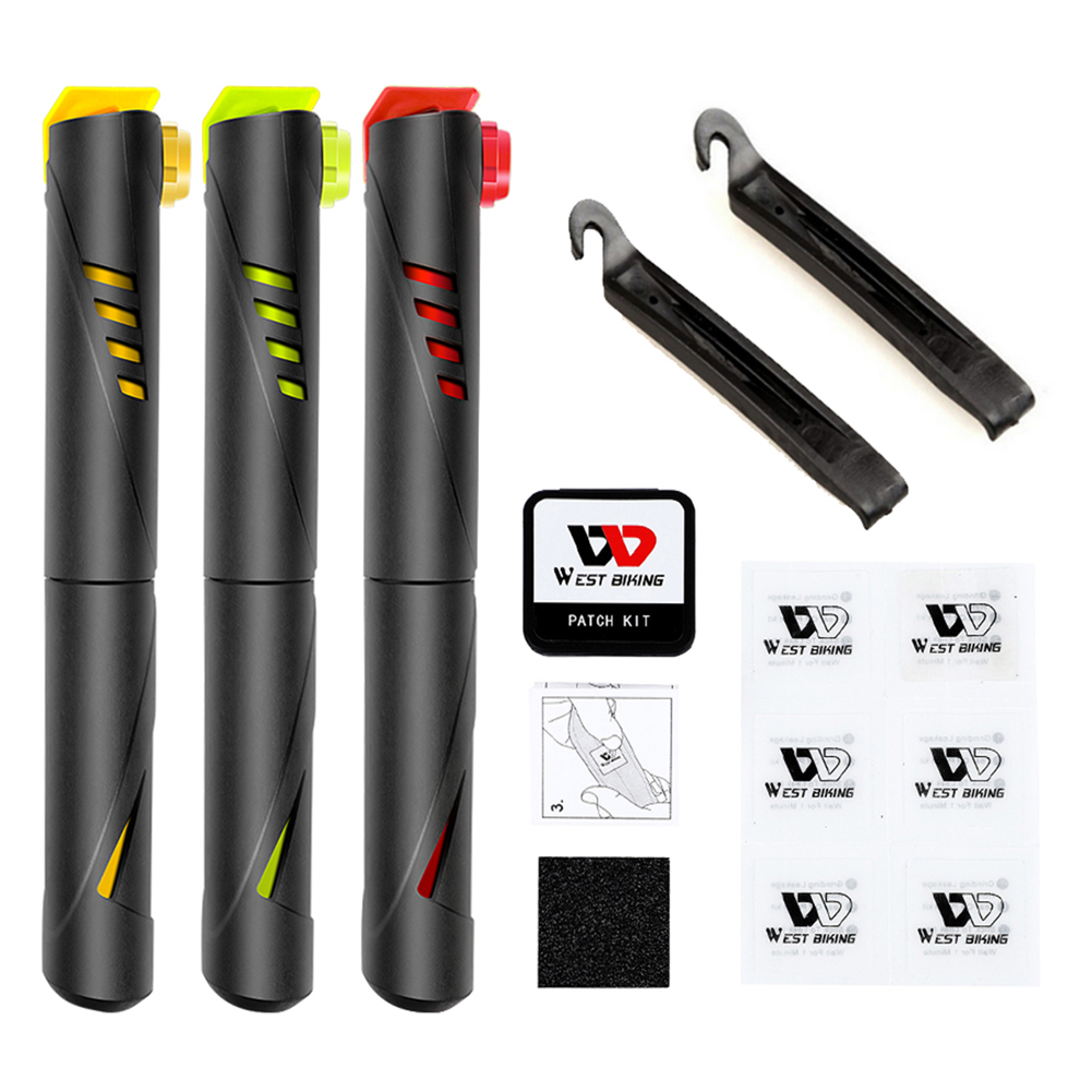 

WEST BIKING Bicycle Pump Set Mountain Bike Tyre Patches Lever Repair Tools, Red, 501 Original