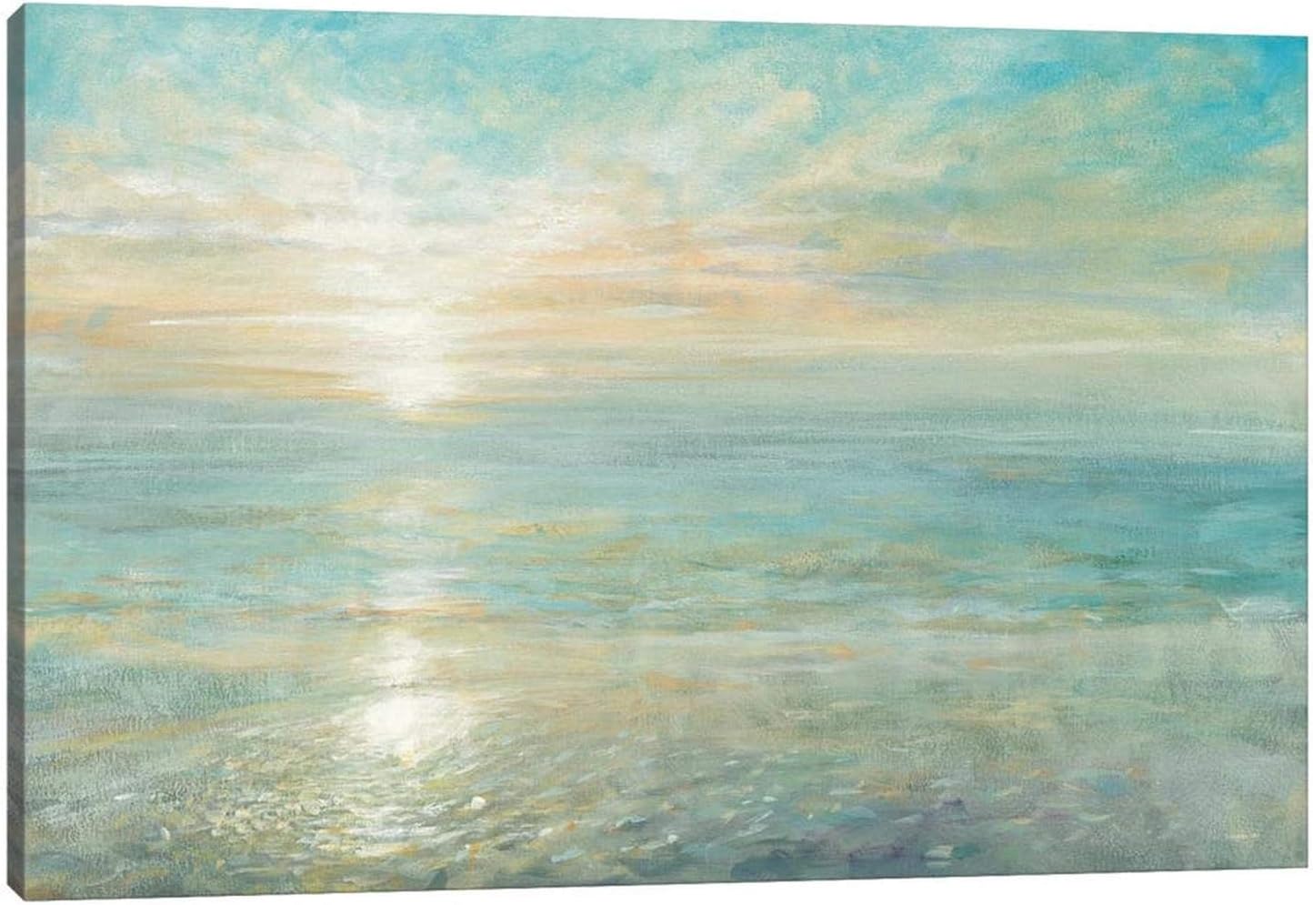 GUTTATY Beach Canvas Wall Art, Beach Wall Art Sunset Sunrise Picture Living Room Decoration for Wall, Bathroom Decor Ocean Painting Wall Art, Framed Canvas Print Artwork Ready to Hang 18x24 Inches Beach Artwork - 17