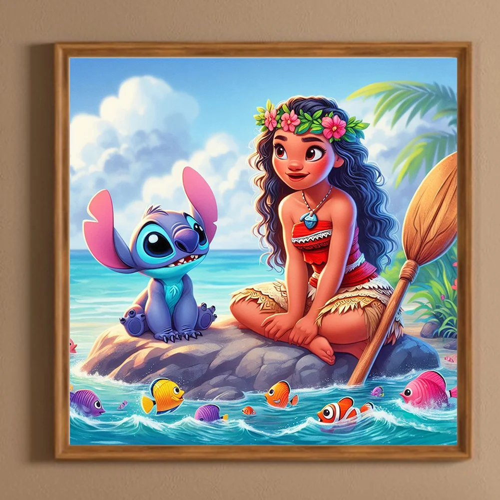 Diamond Painting - Full Round Drill - Princess Moana Stitch(Canvas|40*40cm)