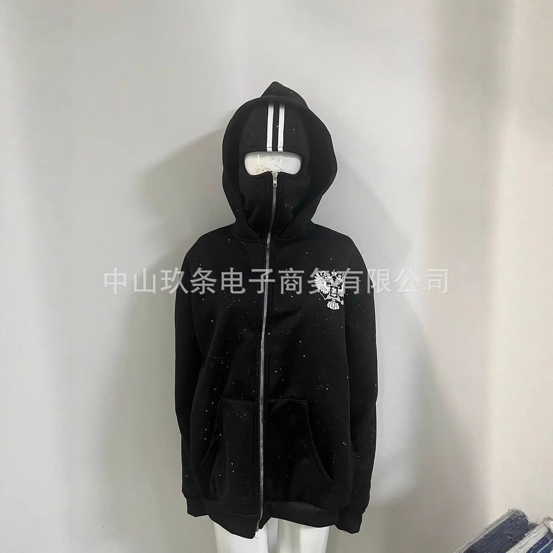 Athvotar Athvotar Autumn Winter Hooded Sports Wear Ninja Cap Print Pattern Wear Double Hat Design Y2K