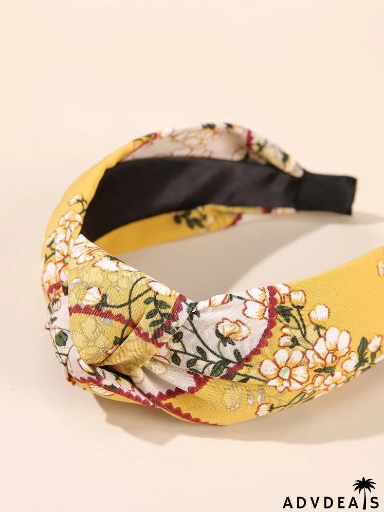 Flower Print Knot Decor Headband