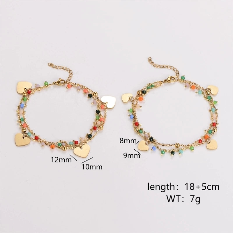 Casual Minimalist Heart Shape 304 Stainless Steel Colorful Diamond Bracelets In Bulk