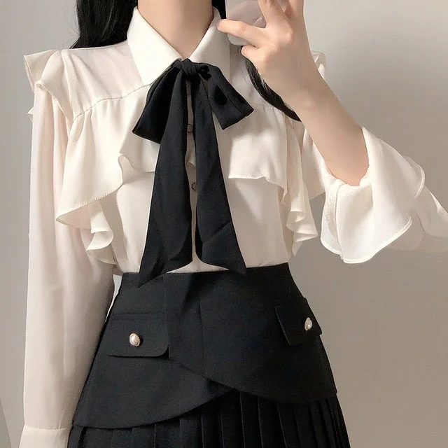 Women Clarence Light Academia Shirt Novameme