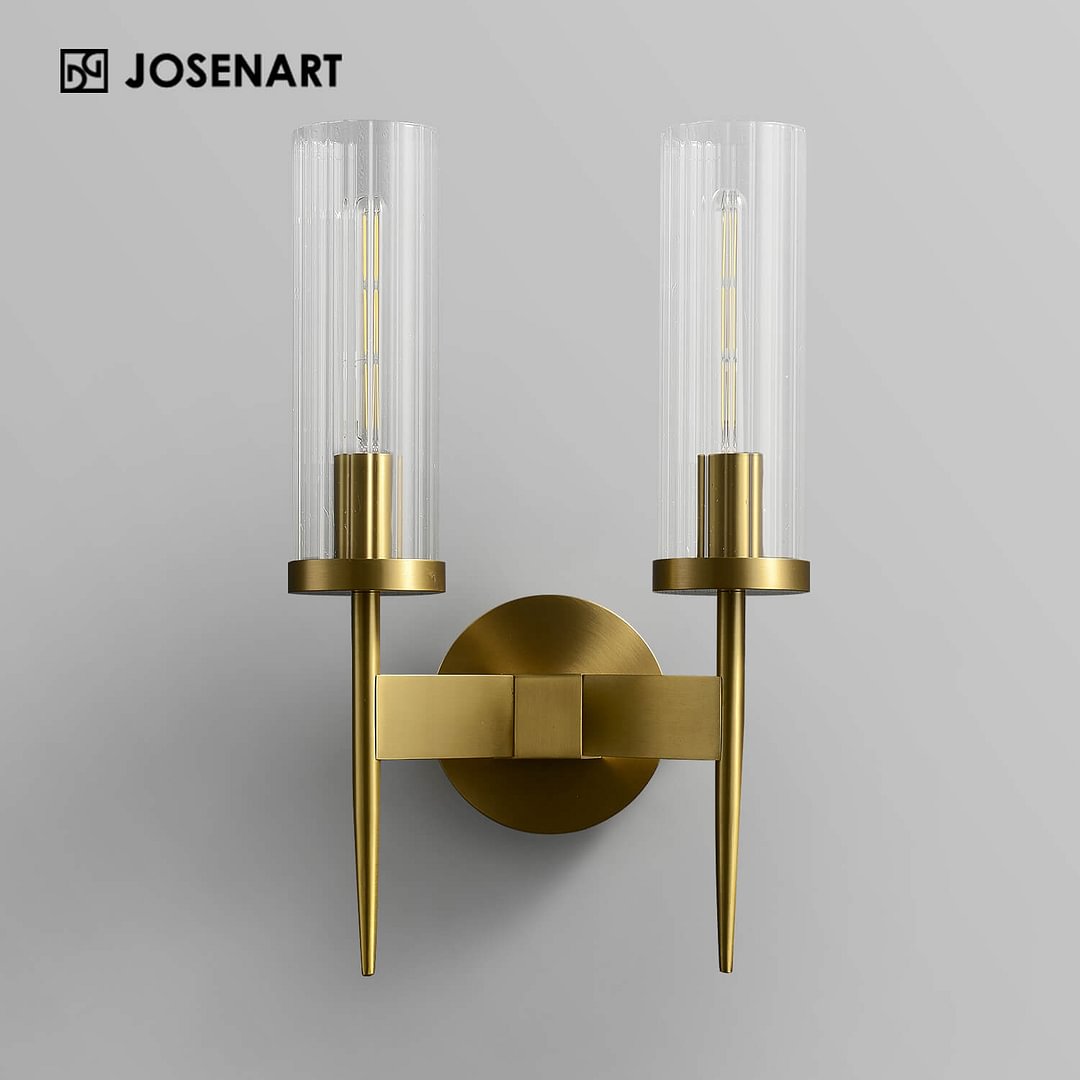 Modern Copper & Glass Double Heads Sconce