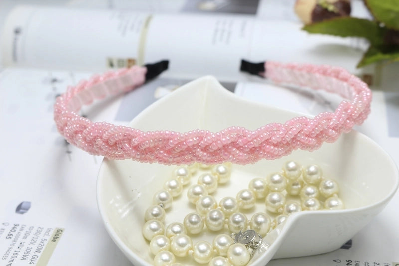 Women’s Fashion Solid Color Plastic Beaded Hair Band