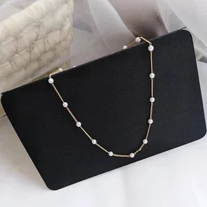 Golden fine pearl necklace