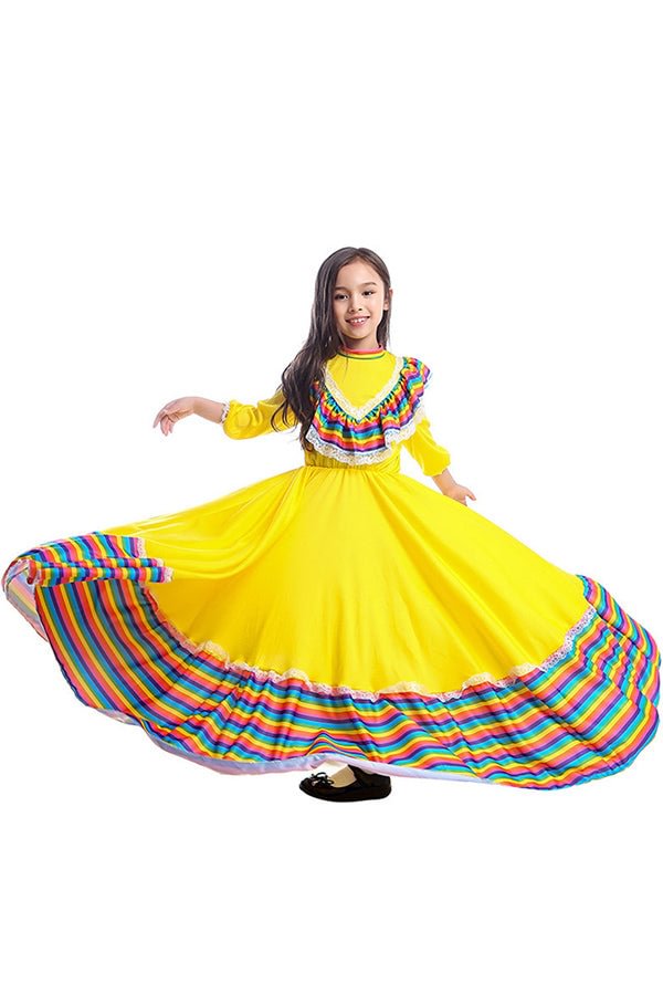 Kids Mexican Traditional Dress Costume-elleschic