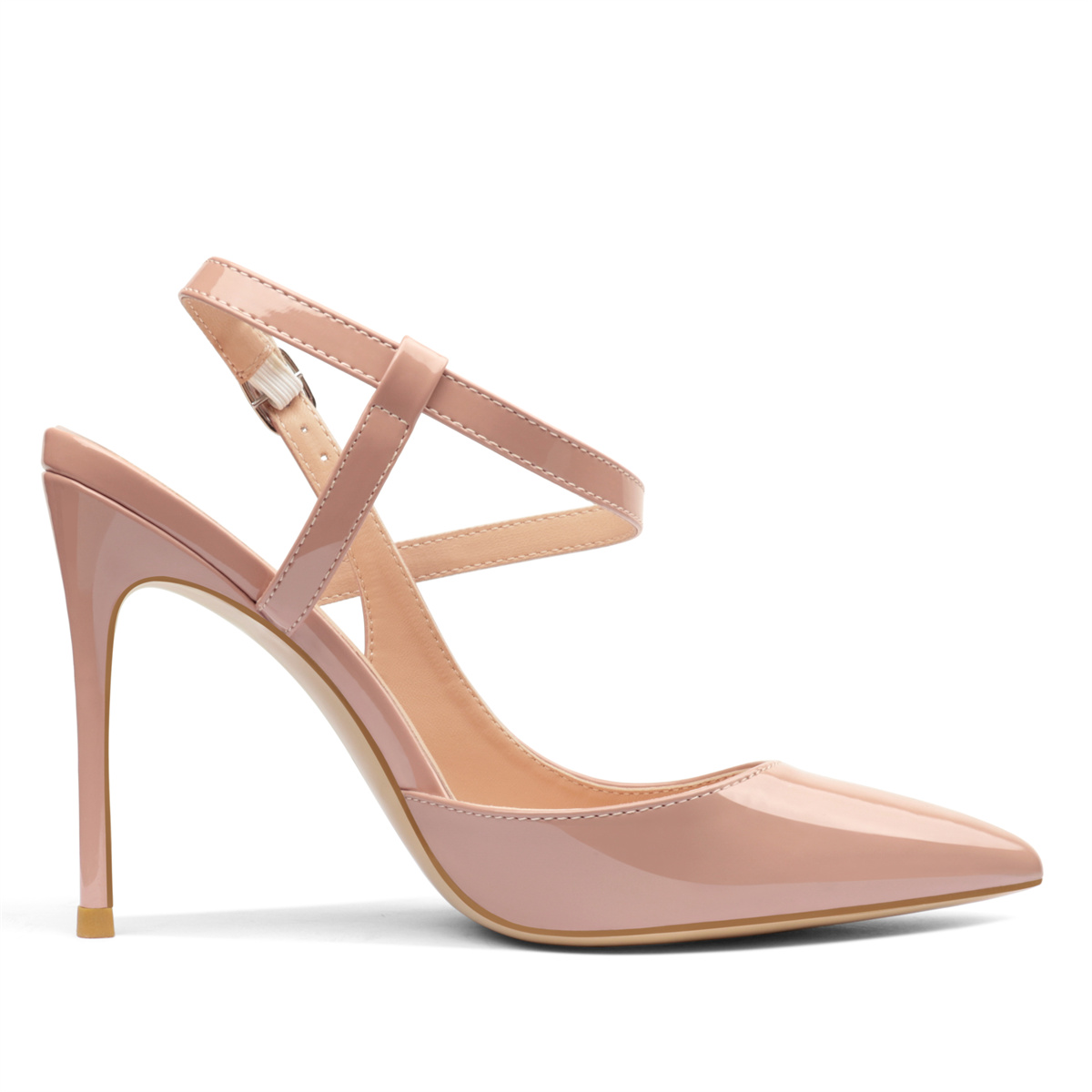 10CM/4 inch Slingback Pumps Ankle Strap Jenlove Stiletto Patent High Heels