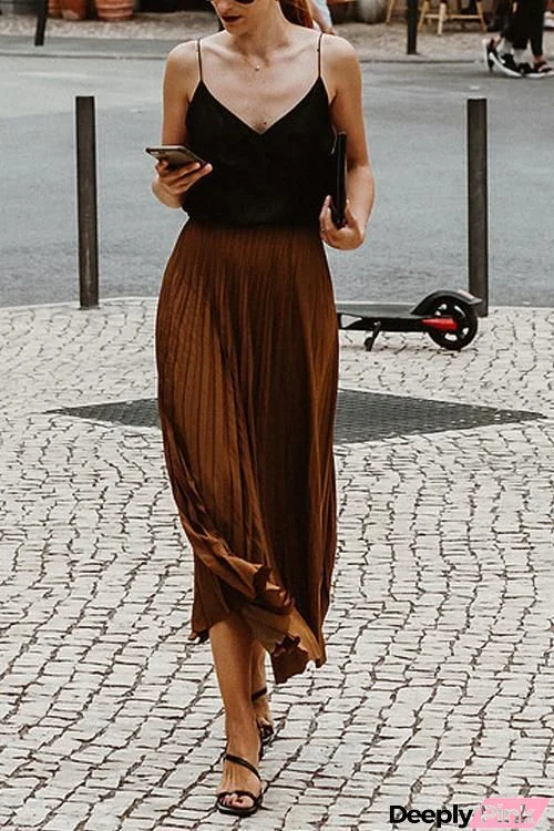 High Waist Pleated Skirt