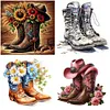 Bottes de cow-boy - peinture au diamant rond - 40 * 40cm