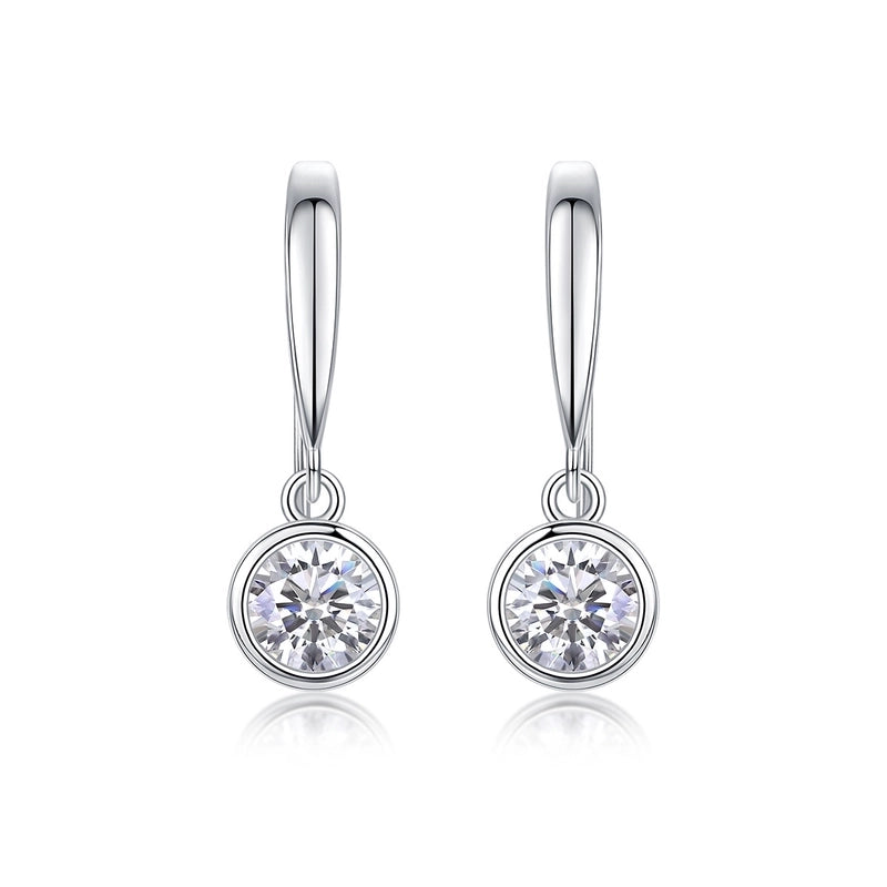 1 Pair 925 Sterling Silver Moissanite Geometric Drop Earrings